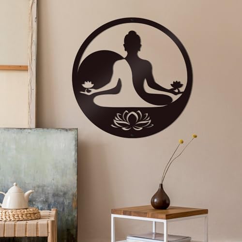 KOYILTD Black Metal Zen Wall Art Buddha Wall Decoration Spiritual Meditation Decor Zen Room Decor Lotus Wall Decor For Bedroom Living Room Yoga Studio Office (Tai Chi)