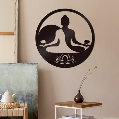 KOYILTD Black Metal Zen Wall Art Buddha Wall Decoration Spiritual Meditation Decor Zen Room Decor Lotus Wall Decor For Bedroom Living Room Yoga Studio Office (Tai Chi)