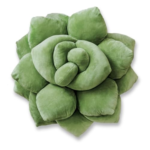 Green Philosophy Co. Succulent® Pillow 16" – Soft 3D Decorative Flower Throw Pillow, Unique Olive Green Plush Flower Cushion, Perfect for Couch, Sofa, Bedroom Decor, Gift for Plant Lovers - color: Olive Green, size: Lil Pop (16 Inches)
