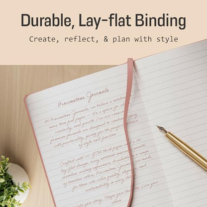 BROWNSTONE JOURNALS A5 Hardcover Lined Journal 5"x8" - Notebook for Work & Writing, 160 Pages Thick 100 GSM Paper, Lay Flat Binding, Elastic Band, Ribbon Bookmark (Rose Wood) - color: Rose Wood