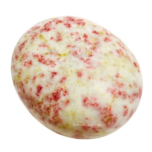 Amazing Gemstone Cinnabarite Crystals and Healing Stones - Large Palm Stone Crystals Piedra - Crystal for Good Luck, Balanced Positive Energy, Meditation - Unique Stocking Stuffers Gifts for Women - color: Cinnabarite