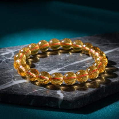 The Alchemist's Arcanum Adjustable Beaded Wrist Accessory for Men and Women, Stretch Fit Stone Bead Jewelry for Daily Wear and Gifting - color: Citrine