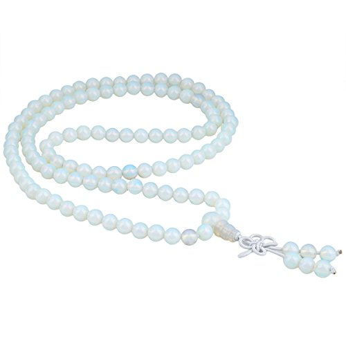 Nupuyai 6mm 108 Healing Gemstone Mala Prayer Beads Stretch Bracelet Necklace for Men and Women