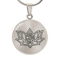 quan jewelry Yoga Lotus Flower Pendant Necklace with Om Symbol, Happy Birthday Gifts Ideas for Mom, Daughter, Women with Inspirational Quote on Gift Card - color: Silver-Tone Cirle Plate