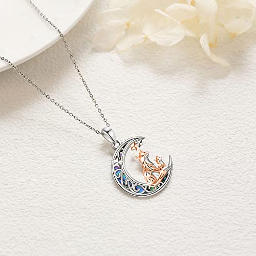 Sterling Silver Cute Animal Pendant Necklace Fox/Snake/Unicorn/Owl on Moon/Rabbit/Horse Necklace Jewelry for Women Mom Sister - style: 2 Fox