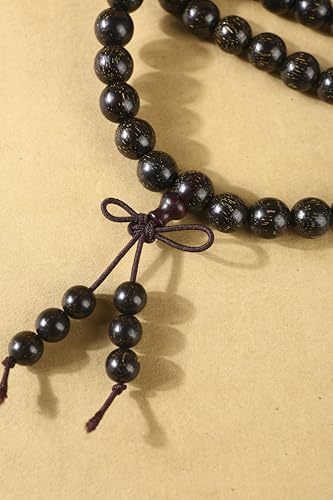 Men’s mala bracelet,Healing Bracelet, natural red sandalwood, 108 beads 8mm, 35.5" stretch, multi‑wrap, meditation & luck, with gift pouch.