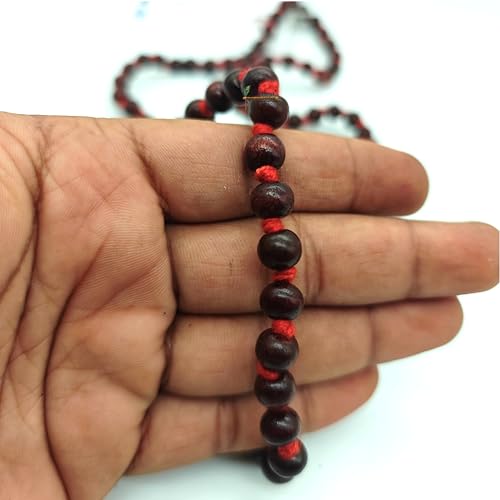 BRIJ HAAT Red Sandalwood Prayer Mala, 108+1 Beads, Meditation Necklace - size: 8mm Beads