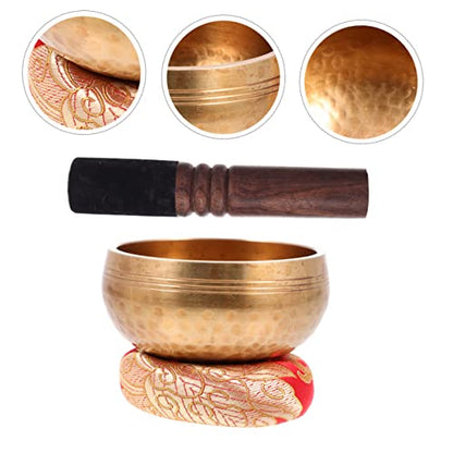 BESPORTBLE 1 Set Buddhism Supply Meditation Sound Bowl with Cushion Mallet Chanting Bowl for Yoga Relaxation Home Decor Prayers