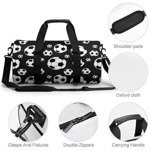 Soccer Balls Football Cylindrical Portable Fitness Bag, Large Capacity Handbag - color: soccer balls football