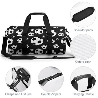 Soccer Balls Football Cylindrical Portable Fitness Bag, Large Capacity Handbag - color: soccer balls football