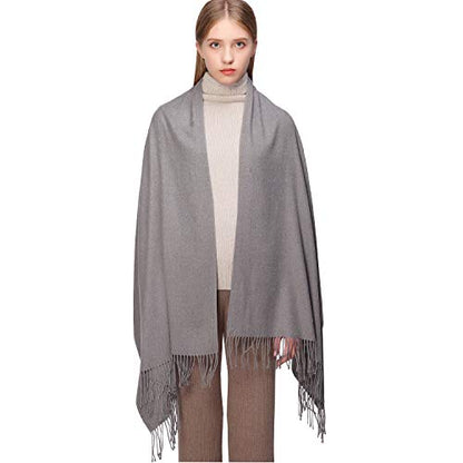 RIIQIICHY Women's Scarf Pashmina Shawls and Wraps for Evening Dress Bridesmaid Wedding Bridal Winter Warm Long Large Scarves - color: Gray