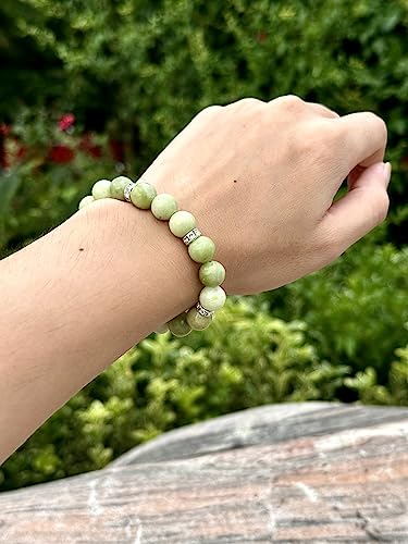 Healing Bracelet For Women Anxiety Crystal Bracelet Chakra Beaded Bracelets Rose Quartz Crystals And Healing Stones Yoga Bead Bracelet Calming Stretch Bracelet Stress Relief Gifts For Women - color: Green-China Jade