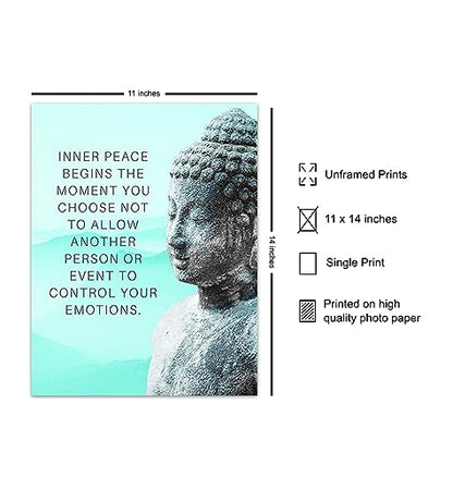 Buddha Art 11x14 - Inspirational Meditation Spa, Yoga, Meditation Room Decor - Motivational Quotes Zen Wall Art - spiritual New Age Gifts for Women - Teal Blue Positive Quotes - Motivation Inspiration - size: 11"L x 14"W, style: Unframed