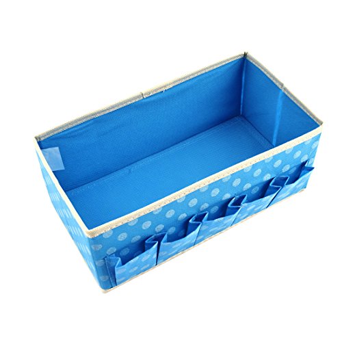Ruilogod Fabric Rectangular Dot Pattern Household Bedroom Storage Bag Organizer Blue White (id: 7c3 099 649 152 94b