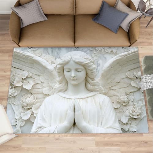 Angel Girl Rug - 4x6 Rug, Relief Angel Washable Rugs, Floral Girl Washable Rugs for Bedroom Living Room, Soft Low Pile & Home Decor - color: Angel Girl#98, size: 4' x 6' (Rectangular)