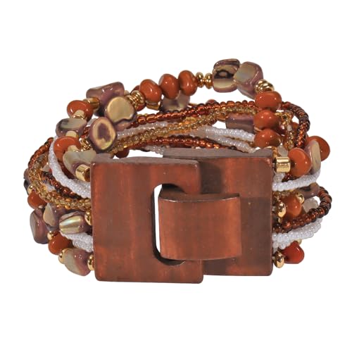 Boho Bangle Bracelets for Women Wooden Beaded Bracelets Chunky Bohemian Beach Bracelets Jewelry for Women