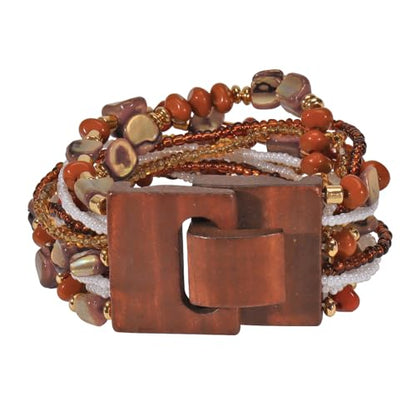 Boho Bangle Bracelets for Women Wooden Beaded Bracelets Chunky Bohemian Beach Bracelets Jewelry for Women