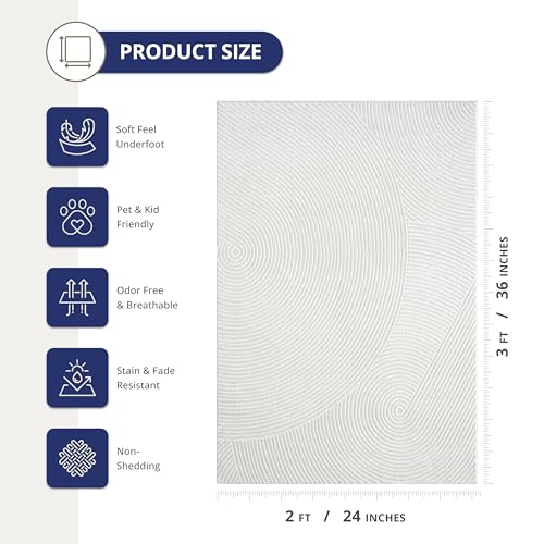 Abani Cream Area Rug for Living Room, Bedroom - Zen Reiki Pattern- 2 x 3 -Durable & Easy to Clean - color: Cream, size: 2' x 3' (Rectangular)