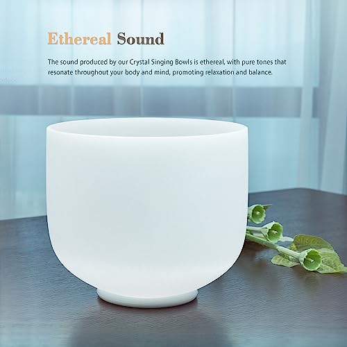 TOPFUND 528 Hz Solfeggio Crystal Singing Bowl 8 inch with Heavy Duty Carrying Case and Suede Mallet - color: 528Hz Singing Bowl, size: 8 inch
