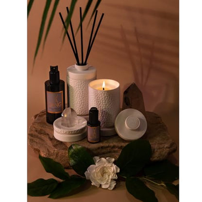 Van Dang Crystal Stone Meditation Set Clear Quartz | Diffuser Oil Dropper Aromatherapy | Luxury Spiritual Home Decor Fragrance Gift Notes of Cardamom, Nutmeg, Pepper, Myrrh, Sandalwood (Buddhapada) - color: Buddhapada