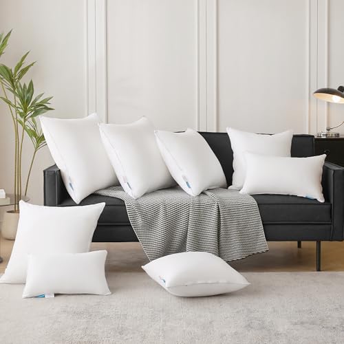 Oubonun 18"x18" Pillow Inserts (Set of 4) - 100% Cotton Cover, Square Throw Pillow Inserts for Couch, Sofa, Bed - Decorative 18 Inch White Pillow Inserts - style: 18x18 Inch (Pack of 4)