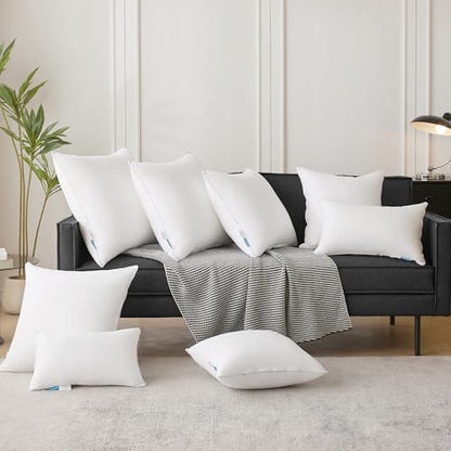 Oubonun 18"x18" Pillow Inserts (Set of 4) - 100% Cotton Cover, Square Throw Pillow Inserts for Couch, Sofa, Bed - Decorative 18 Inch White Pillow Inserts - style: 18x18 Inch (Pack of 4)