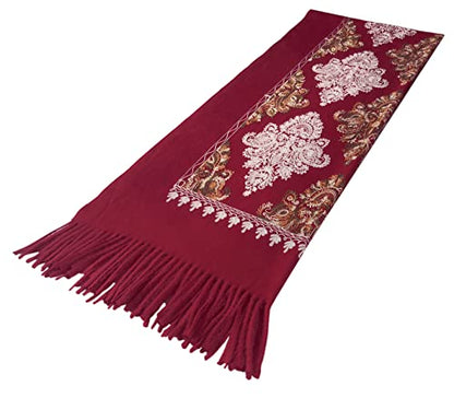 Urban CoCo Women's Embroidered Tassel Long Shawl Oversize Scarf Wraps for Women - color: #2-wine