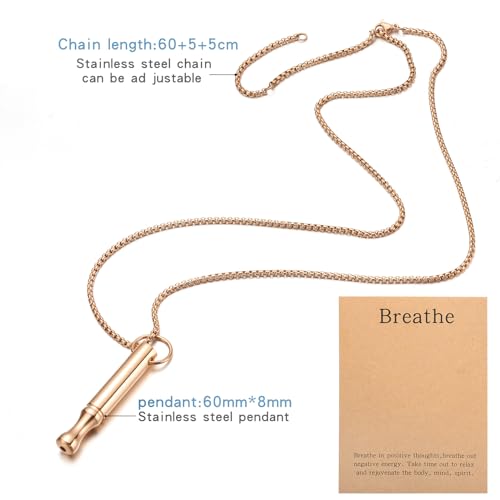 Mindfulness Breathing Necklace Stress Relief Pendant Stainless Steel Anxiety Breathe Necklace for Women Men
