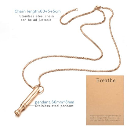 Mindfulness Breathing Necklace Stress Relief Pendant Stainless Steel Anxiety Breathe Necklace for Women Men