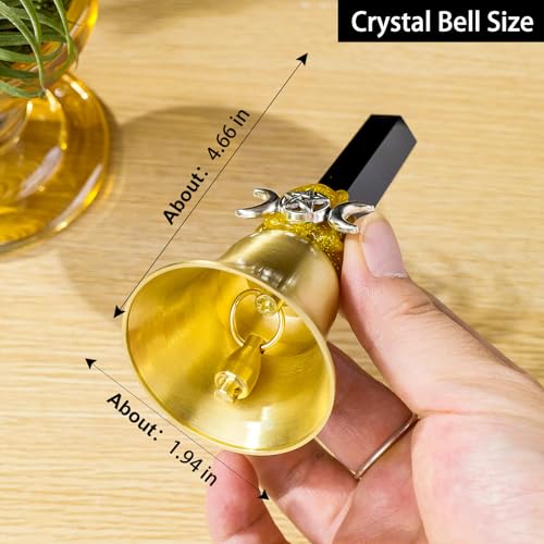 Super Loud Solid Brass Handbells Altar Bells Natural Obsidian Tower Bell Chimes Witch's Bells Hand Percussion Instruments Call Bells for Meditation Prayer Pet Feeding and Home(Obsidian, 4.53") - color: Obsidian, size: 4.53"