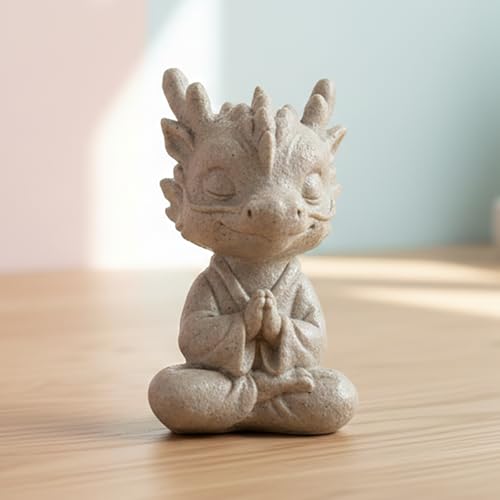 Beige Creative Dragon Meditating Zen Yoga Figurine for Home Aesthetic Study Wine Cabinet, Stylish Shelf Decor Accent and Thoughtful Gift for Living Room Bar or Coffee Shop - color: Dragon 1