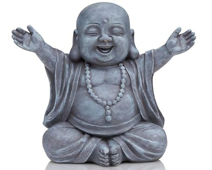 Laughing Buddha Statue for Zen Space, Relieve Stress Zen Atmosphere for Indoor/Outdoor Feng Shui Decoration