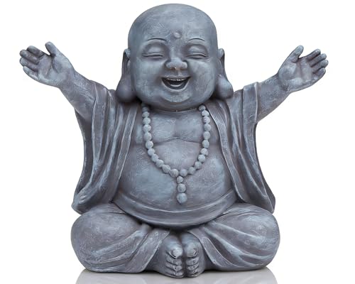 Laughing Buddha Statue for Zen Space, Relieve Stress Zen Atmosphere for Indoor/Outdoor Feng Shui Decoration