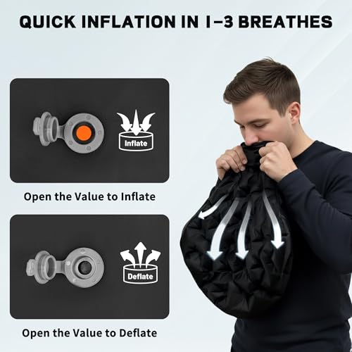 EULANT Inflatable Seat Cushion Lightweight Compact Stadium Seat Pad Camping Travel Air Seat Cushion for Airplane Hiking Bleachers Office Home Sports Events(Black) - color: Black