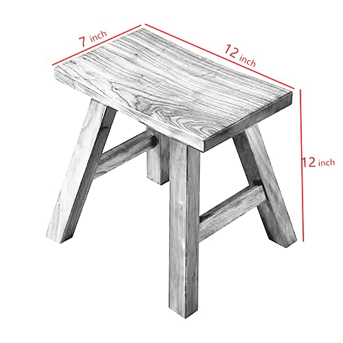 Wooden Step Stool for Kids Adults Seat Chair Dancing Foot Stool 12 inch Plant Stand Top Curved Wood Stool