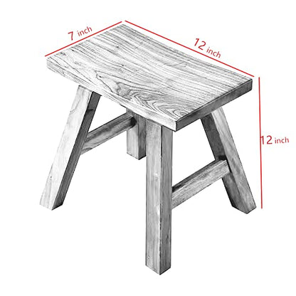Wooden Step Stool for Kids Adults Seat Chair Dancing Foot Stool 12 inch Plant Stand Top Curved Wood Stool