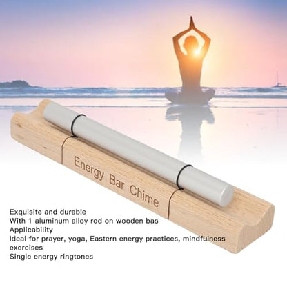 Single Tone Energy Chime, Meditation Solo Hand Chime with Mallet, Cherry Wood and Aluminum Alloy Construction for Mindfulness Meditation Relaxation, Sound Healing Tool for (Moon Shaped)