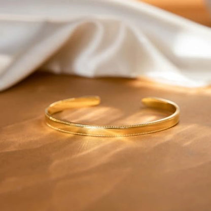 CAITLYNMINIMALIST 18K Gold Plated Silver Open Bangle Cuff Trendy Stacking Bracelet Gift for Women - color: 01-Alyssa Gold