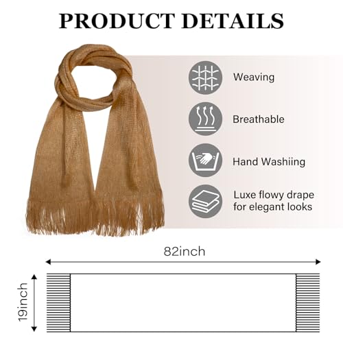 Sumolux Shawls Wraps for Evening Dresses Metallic Glitter Shawls Scarf for Women Sparkling Wedding with Free Buckle - color: Light Brown