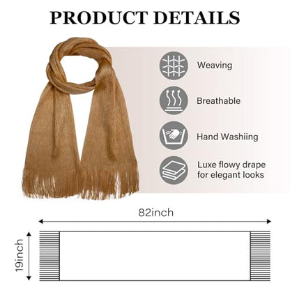 Sumolux Shawls Wraps for Evening Dresses Metallic Glitter Shawls Scarf for Women Sparkling Wedding with Free Buckle - color: Light Brown