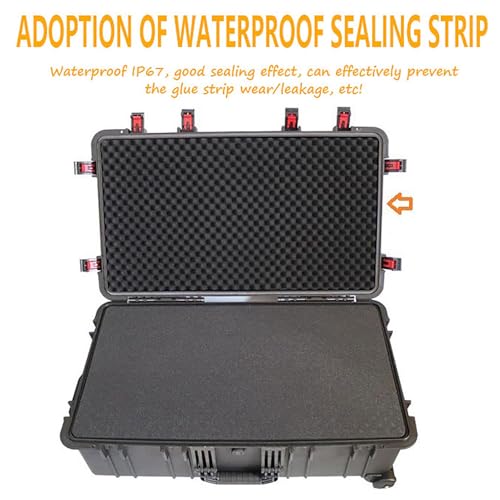 Waterproof Carry-On Hard Case, Protective Camera Case, Portable Outdoor Tool Box, with Wheels and Foam, for Electronics