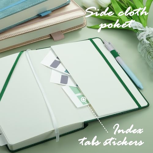 Lined Journal Notebook, 400 Pages Thick Journal for Writing, A5 Hardcover Leather Notebook with 100Gsm College Ruled Paper for Women Men Work Note taking, 5.8" x 8.4", Green