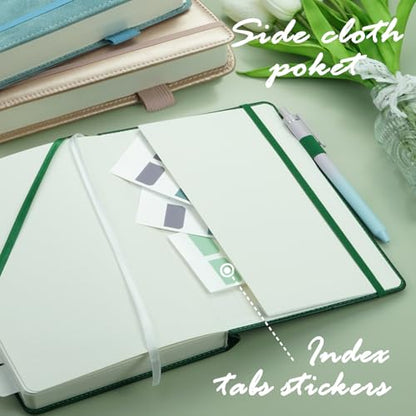 Lined Journal Notebook, 400 Pages Thick Journal for Writing, A5 Hardcover Leather Notebook with 100Gsm College Ruled Paper for Women Men Work Note taking, 5.8" x 8.4", Green