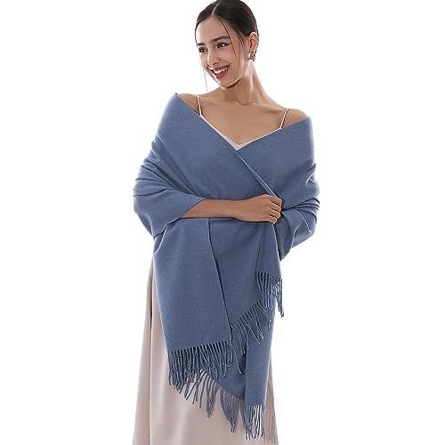 RIIQIICHY Winter Scarfs for Women Pashmina Shawls Wraps for Evening Dresses Large Warm Soft Scarves - color: Blue