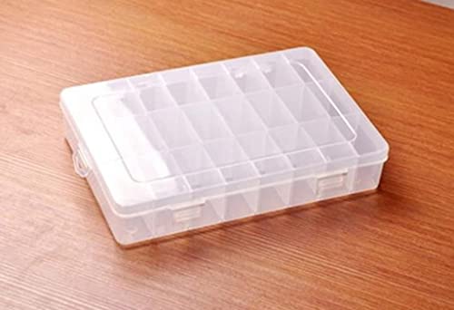 Kamay's Large Transparent Thick Hard 24 Grids Adjustable Compartment Slot Plastic Craft Storage Box Organizer For Toy Desktop Jewelry Accessory Drawer Or Kitchen Removable Dividers Container - style: L24 Compartment Slot
