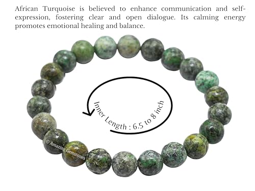 Amazing Gemstone Crystal Bracelet for Women Men's Gifts - Protection Healing Crystal Bracelet - 8mm Gemstone Beaded Stretchable Bracelet Pulseras Para Hombres Mujer Stocking Stuffers Mothers Day Gift (African Turquoise) - color: African Turquoise