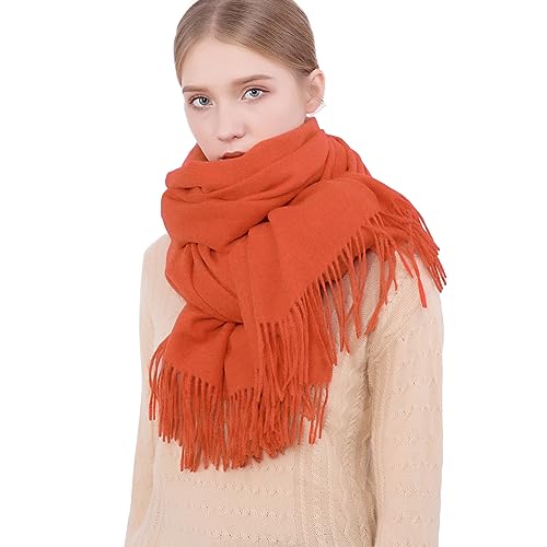 RIIQIICHY Winter Scarfs for Women Pashmina Shawls Wraps for Evening Dresses Large Warm Soft Scarves - color: Orange