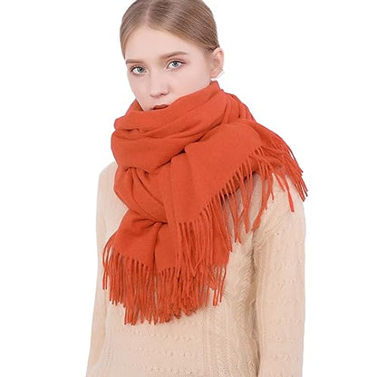 RIIQIICHY Winter Scarfs for Women Pashmina Shawls Wraps for Evening Dresses Large Warm Soft Scarves - color: Orange