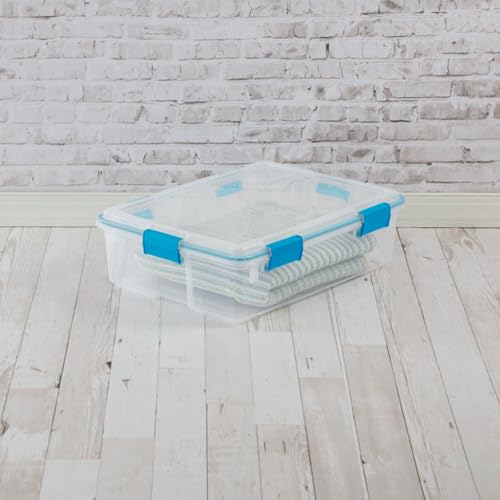 Sterilite 4-Pack Gasket Box, Home Storage Organizer Bins with Lids, 37 Quart – Stackable Clear Plastic Containers for Bedroom, Bathroom, Garage, Basement, or Attic - size: 37 Quart, style: 4 Pack
