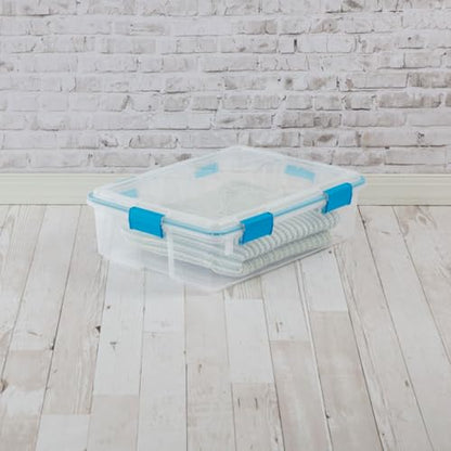 Sterilite 4-Pack Gasket Box, Home Storage Organizer Bins with Lids, 37 Quart – Stackable Clear Plastic Containers for Bedroom, Bathroom, Garage, Basement, or Attic - size: 37 Quart, style: 4 Pack